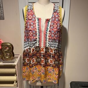 Mystree colorful tiered top with crochet trim